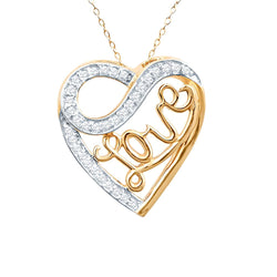 Diamond Heart Necklace 14kt Yellow Gold Plated Silver 1/4 cttw Natural Diamon...