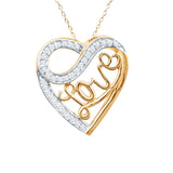 Diamond Heart Necklace 14kt Yellow Gold Plated Silver 1/4 cttw Natural Diamon...