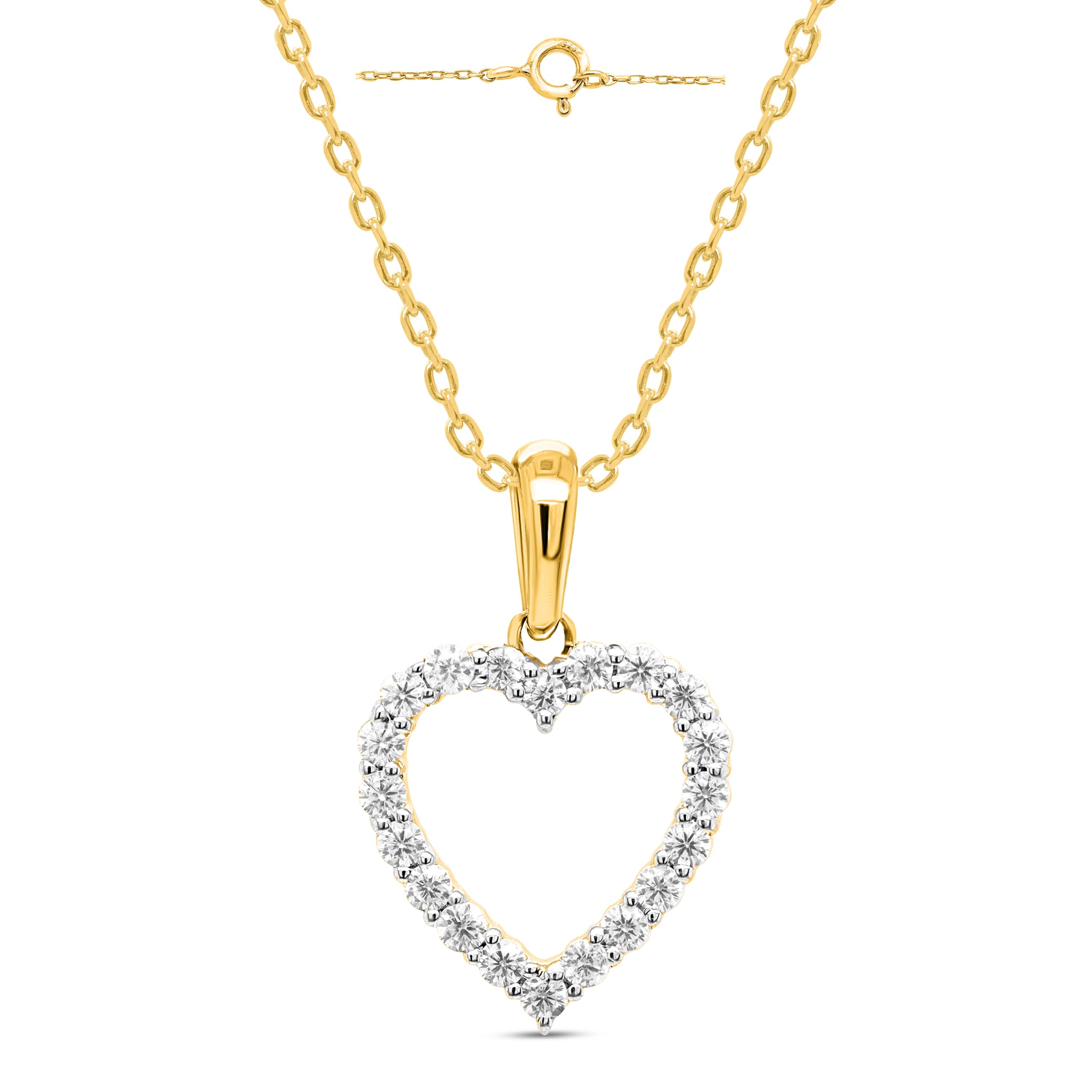 IGI Certified Lab Grown Diamond Heart Necklace 1/4 to 1/2 CTTW in Sterling Si...