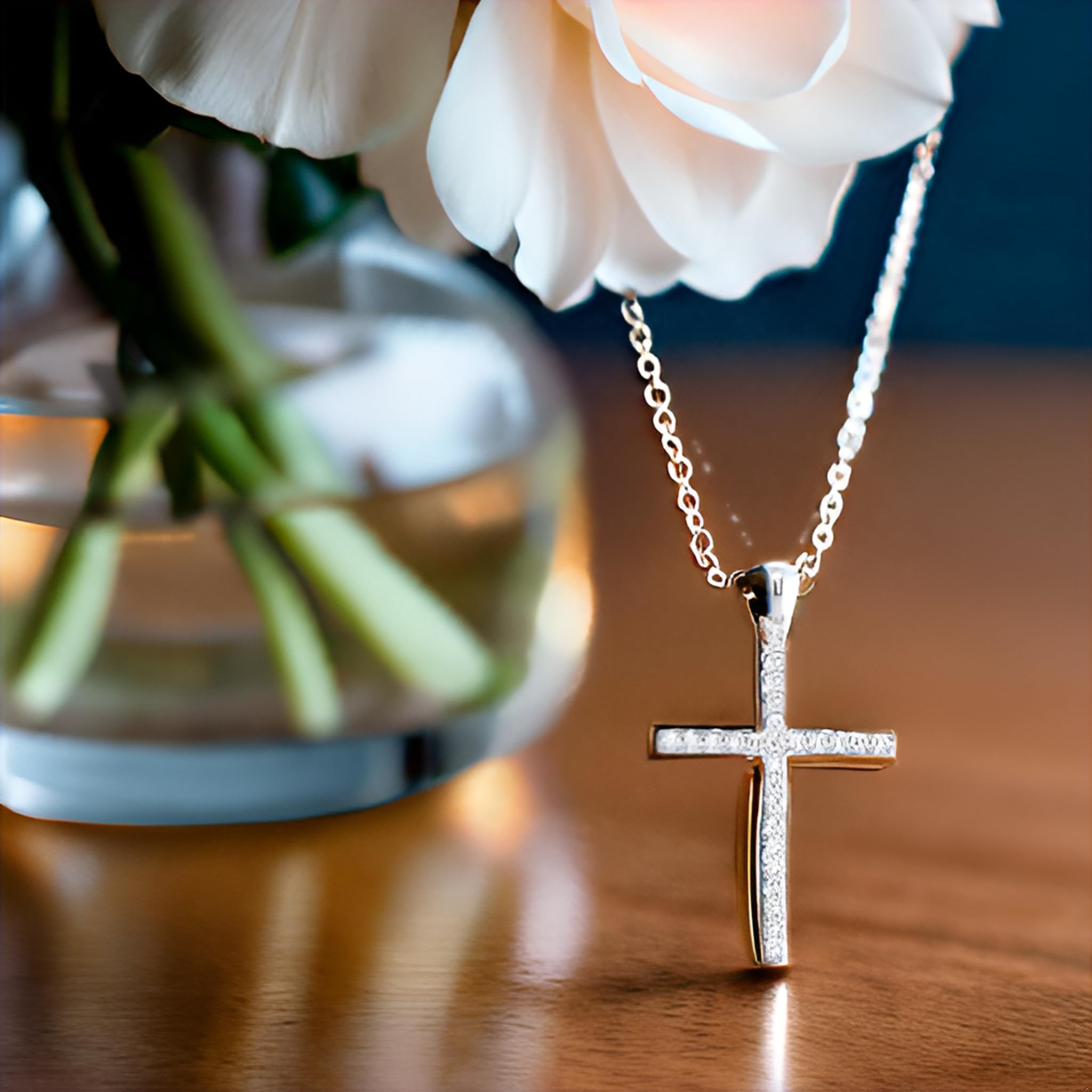 Certified Lab Grown Diamond Cross Necklace 1/4-1 CT 925 or 14k Gold Plated | ...