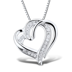 Diamond Heart Necklace 1/10 cttw Natural Diamonds in Sterling Silver, 14kt Ro...