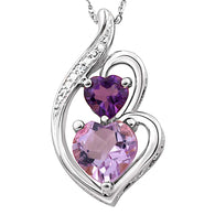 Amethyst Necklace Heart Pendant in Sterling Silver