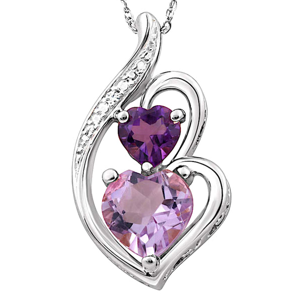 Amethyst Necklace Heart Pendant in Sterling Silver