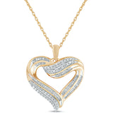 Diamond Heart Pendant Necklace 1/2 cttw in 10k Yellow Gold - 18 Inch Rope Chain