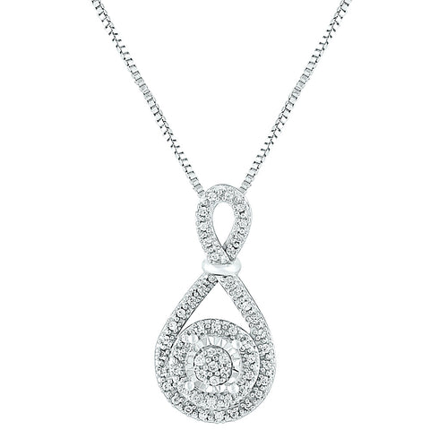Diamond Necklace in Sterling Silver 1/5 cttw - 18 Inch Box Chain