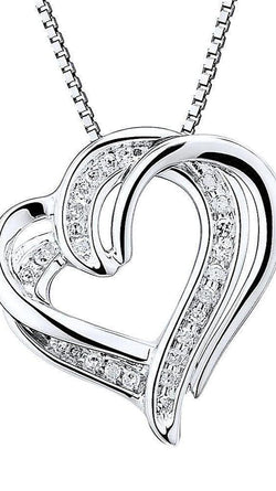 Diamond Heart Pendant Necklace 1/10 cttw Sterling Silver - 18 Inch Chain