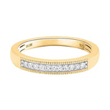 Lab Grown Diamond Wedding Band Ring 1/10 to 1/2 cttw 14k Yellow Gold Plated Silver F-G Color, VS-SI Clarity Milgrain Edge