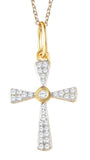 Diamond Cross Necklace 1/4 CTTW in Sterling Silver 18 Inch Cable Chain