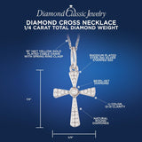 Diamond Cross Necklace 1/4 CTTW in Sterling Silver 18 Inch Cable Chain