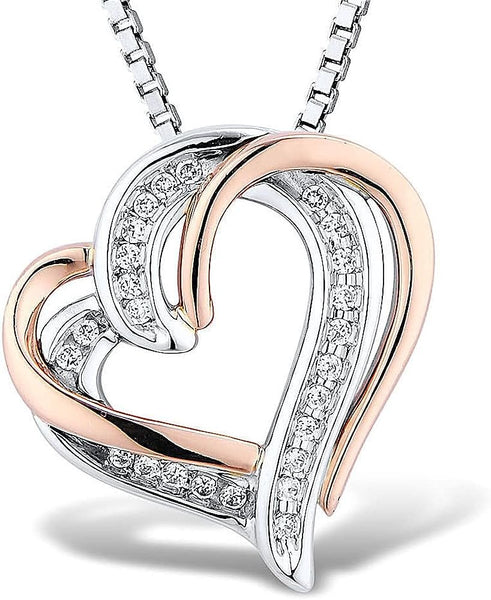 Diamond Heart Pendant Necklace 1/10 cttw - 18 Inch Chain