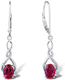 Lab Created Ruby Earring in Sterling Silver with Diamond Accent