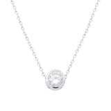 Lab Grown Diamond Necklace Solitaire Bezel Halo 1/2 cttw F-G Color, VS-SI Clarity Sterling Silver - 18 Inch Chain