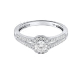 Lab Grown Halo Diamond Promise Ring Engagement Ring 1/2 cttw F-G Color, VS-SI Clarity in Sterling Silver- Size 9