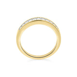 Lab Grown Diamond Wedding Band Ring 1/10 to 1/2 cttw 14k Yellow Gold Plated Silver F-G Color, VS-SI Clarity Milgrain Edge