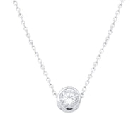 Lab Grown Diamond Necklace Solitaire Bezel Halo 1/2 cttw F-G Color, VS-SI Clarity Sterling Silver - 18 Inch Chain