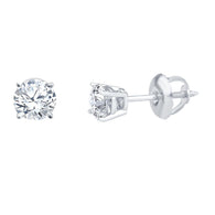Natural Diamond Stud Earrings 1/2 cttw 14kt White Gold JK Color I2 Clarity Screw Backs