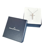 Diamond Cross Necklace 1/10 CTTW in Sterling Silver with 14kt Yellow Gold Plated Heart 18 Inch Chain