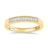 Lab Grown Diamond Wedding Band Ring 1/10 to 1/2 cttw 14k Yellow Gold Plated Silver F-G Color, VS-SI Clarity Milgrain Edge