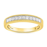 Lab Grown Diamond Wedding Band Ring 1/10 to 1/2 cttw 14k Yellow Gold Plated Silver F-G Color, VS-SI Clarity Milgrain Edge