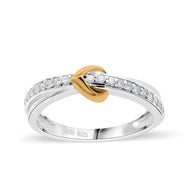 Lab Grown Diamond Band Heart Ring 1/5 cttw F-G Color, VS-SI Clairity 2-Tone Silver and Yellow Gold Plate