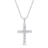 Lab Grown Diamond Cross Pendant Necklace 1/2 cttw FG Color, VS2-SI1 Clarity in 14kt Yellow Gold Plated Silver - 18 Inch Cable Chain