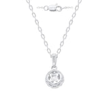 Lab Grown Diamond Necklace Solitaire Bezel Halo 1/2 cttw F-G Color, VS-SI Clarity Sterling Silver - 18 Inch Chain