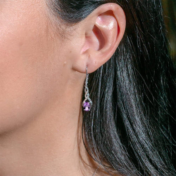 Amethyst Earrings Diamond Accent