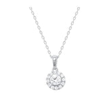 Lab Grown Diamond Necklace Solitaire Bezel Halo 1/2 cttw F-G Color, VS-SI Clarity Sterling Silver - 18 Inch Chain