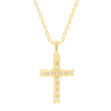 Lab Grown Diamond Cross Pendant Necklace 1/2 cttw FG Color, VS2-SI1 Clarity in 14kt Yellow Gold Plated Silver - 18 Inch Cable Chain