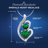 Diamond Classic Jewelry Emerald Pendant Necklace in Sterling Silver - 18 Inch Box Chain