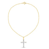 Lab Grown Diamond Cross Pendant Necklace 1/2 cttw FG Color, VS2-SI1 Clarity in 14kt Yellow Gold Plated Silver - 18 Inch Cable Chain