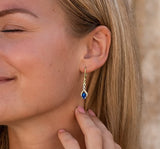 Lab Created Blue Sapphire Earrings Diamond Accent