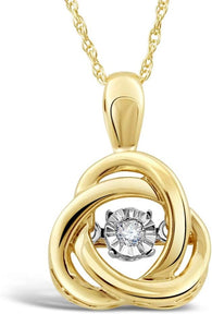 Diamond Pendant Necklace Dancing Diamond -Gold Plated Silver - 18 Inch Chain