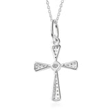 Diamond Cross Necklace 1/4 CTTW in Sterling Silver 18 Inch Cable Chain