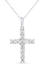 Lab Grown Diamond Cross Pendant Necklace 1/2 cttw FG Color, VS2-SI1 Clarity in 14kt Yellow Gold Plated Silver - 18 Inch Cable Chain