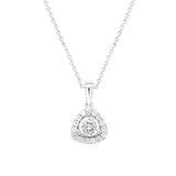 Lab Grown Diamond Necklace Solitaire Bezel Halo 1/2 cttw F-G Color, VS-SI Clarity Sterling Silver - 18 Inch Chain