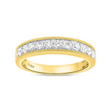 Lab Grown Diamond Wedding Band Ring 1/10 to 1/2 cttw 14k Yellow Gold Plated Silver F-G Color, VS-SI Clarity Milgrain Edge