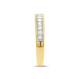 Lab Grown Diamond Wedding Band Ring 1/10 to 1/2 cttw 14k Yellow Gold Plated Silver F-G Color, VS-SI Clarity Milgrain Edge