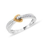 Lab Grown Diamond Band Heart Ring 1/5 cttw F-G Color, VS-SI Clairity 2-Tone Silver and Yellow Gold Plate