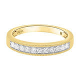 Lab Grown Diamond Wedding Band Ring 1/10 to 1/2 cttw 14k Yellow Gold Plated Silver F-G Color, VS-SI Clarity Milgrain Edge