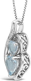 Simulated Aquamarine Heart Necklace in Sterling Silver Diamond Accent - 18 Inch Chain