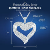 Diamond Heart Pendant Necklace in Sterling Silver 1/2 cttw - 18 Inch Chain