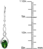 Simulated Emerald Earrings in Sterling Silver with Diamond Accent