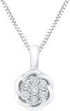 Diamond Pendant Necklace in Sterling Silver - 18 Inch Chain