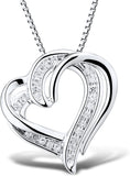 Diamond Heart Pendant Necklace 1/10 cttw Sterling Silver - 18 Inch Chain