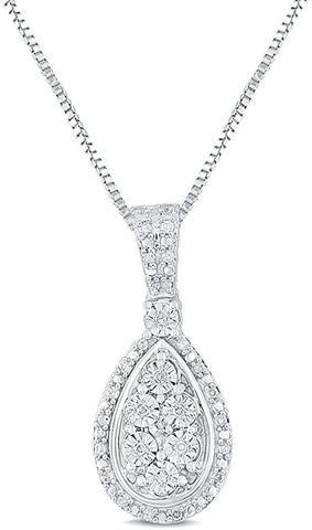 Diamond Pendant Necklace in Sterling Silver 1/10 cttw - 18 Inch Box Chain